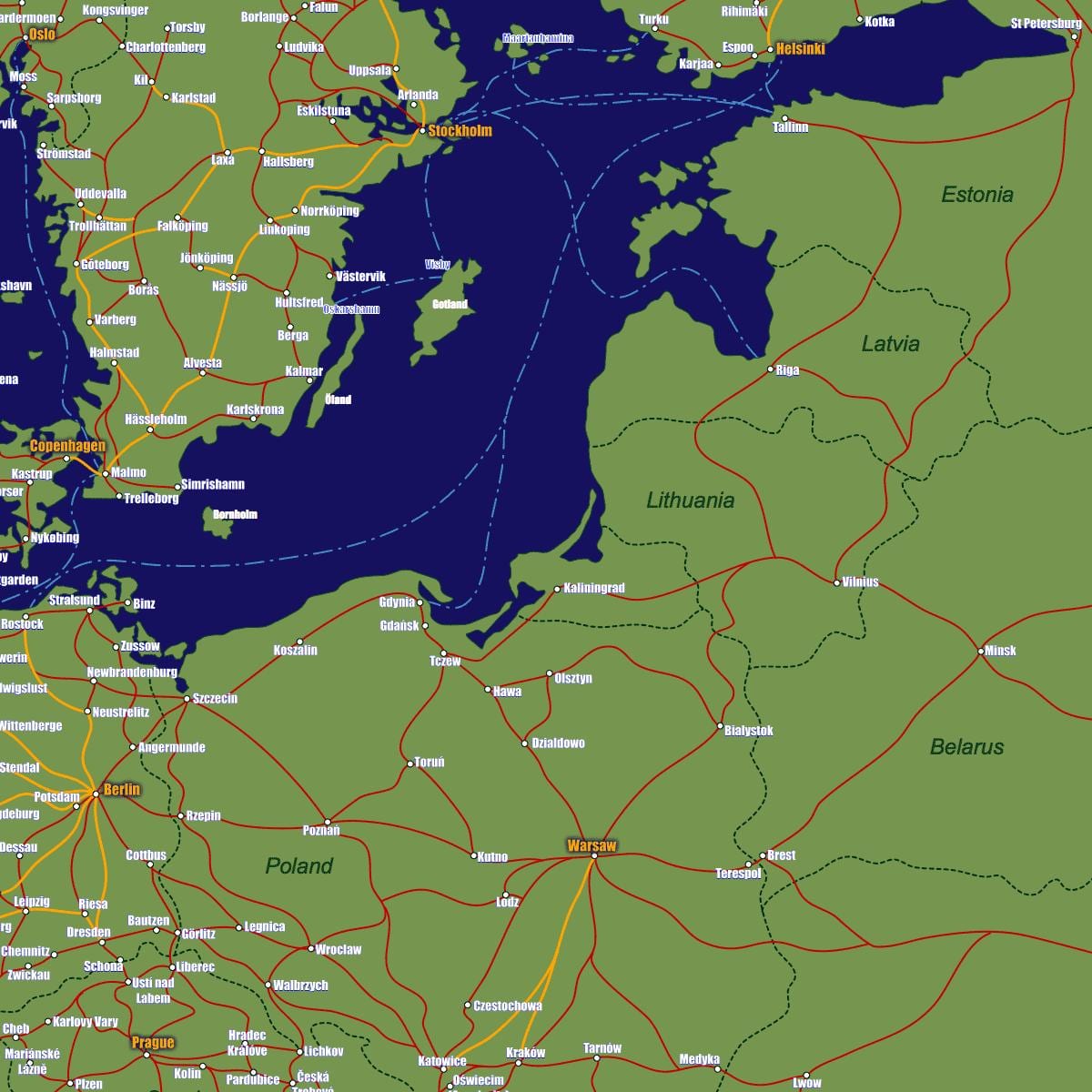 Map of Lithuania-ট্রেন