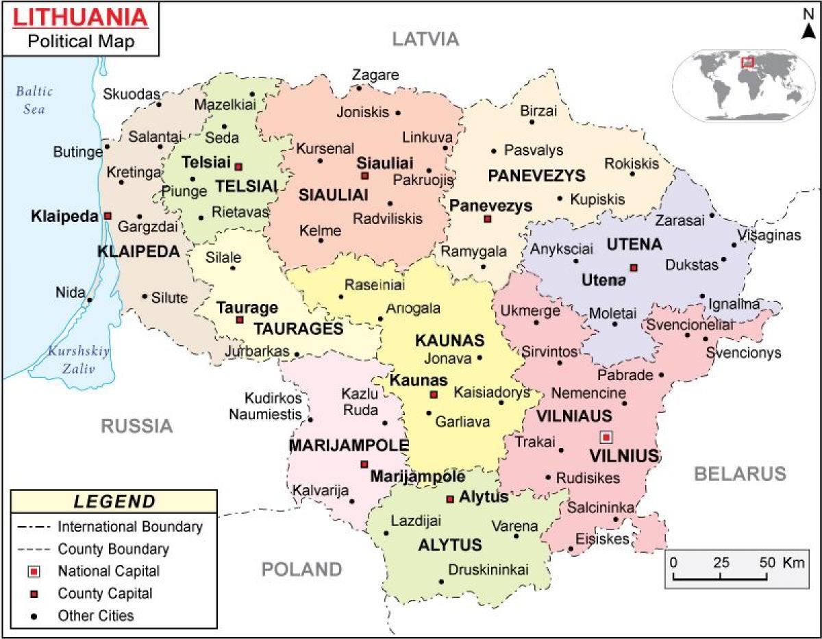 Map of Lithuania-রাজনৈতিক